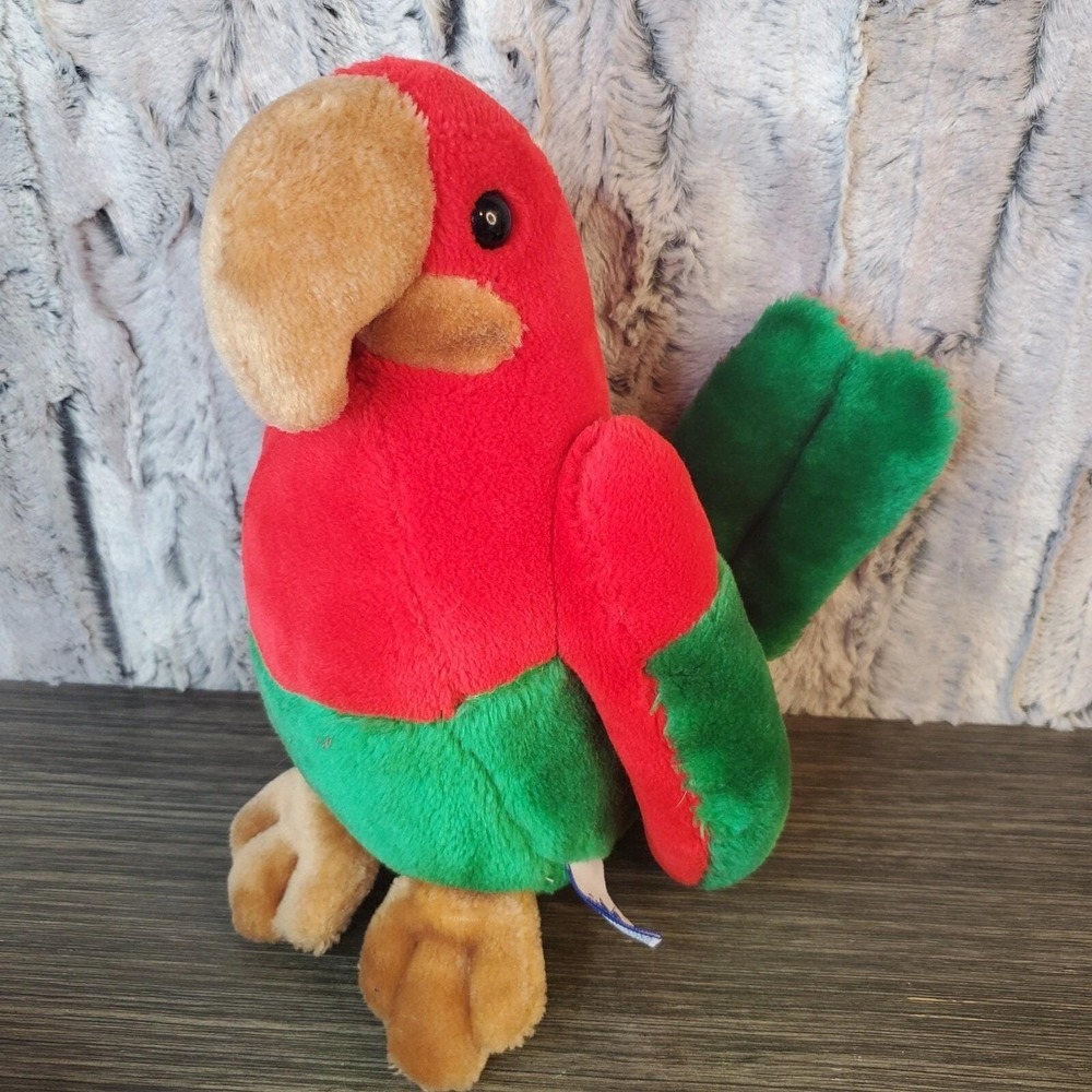 Vintage 1983 Carousel By Guy Red &‎ Green Parrot Love Bird Plush Stuffed Animal